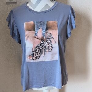 Graphic Women's Top By Love J. Blue / Purple In Color Sz XL.